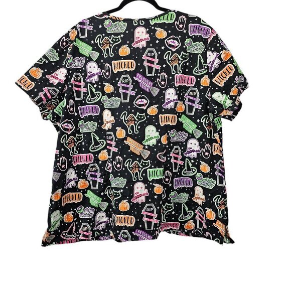 Dickies Witchy Woman V Neck Short Sleeve Halloween Scrub Top - Picture 5 of 5